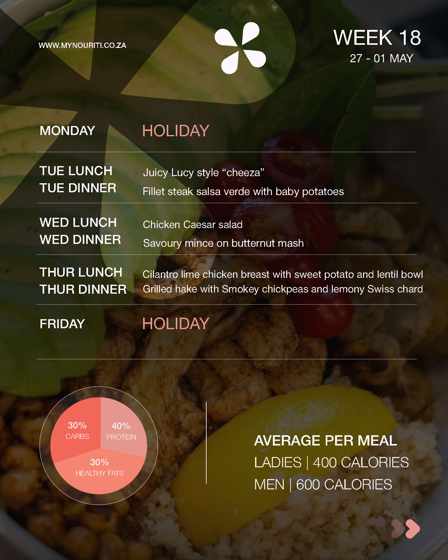 Normal weekly menu poster