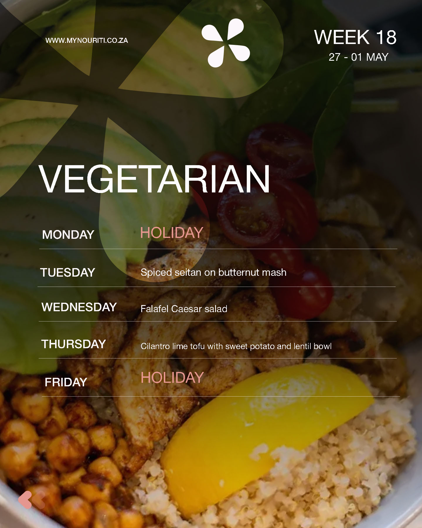 Vegetarian weekly menu poster