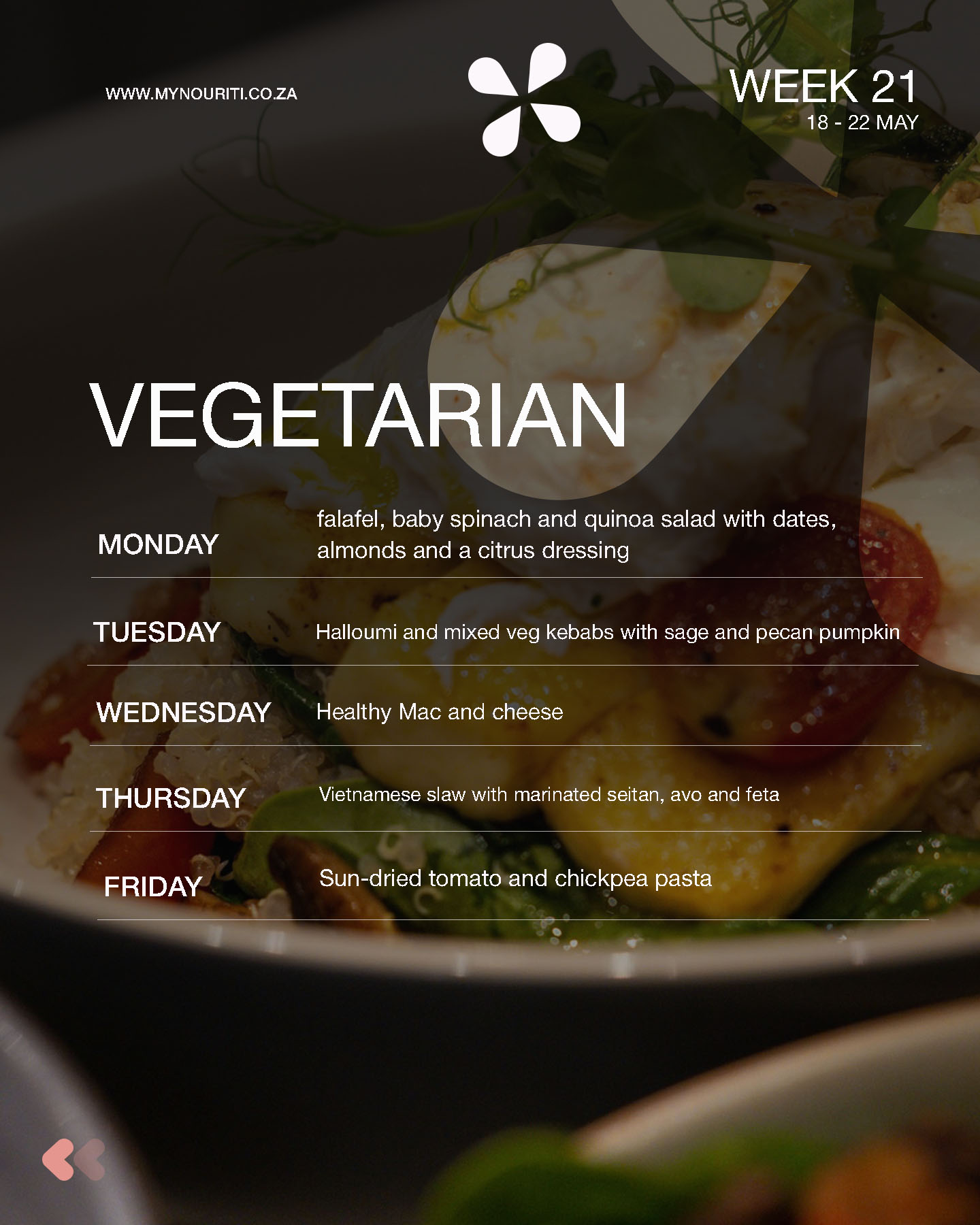 Vegetarian weekly menu poster
